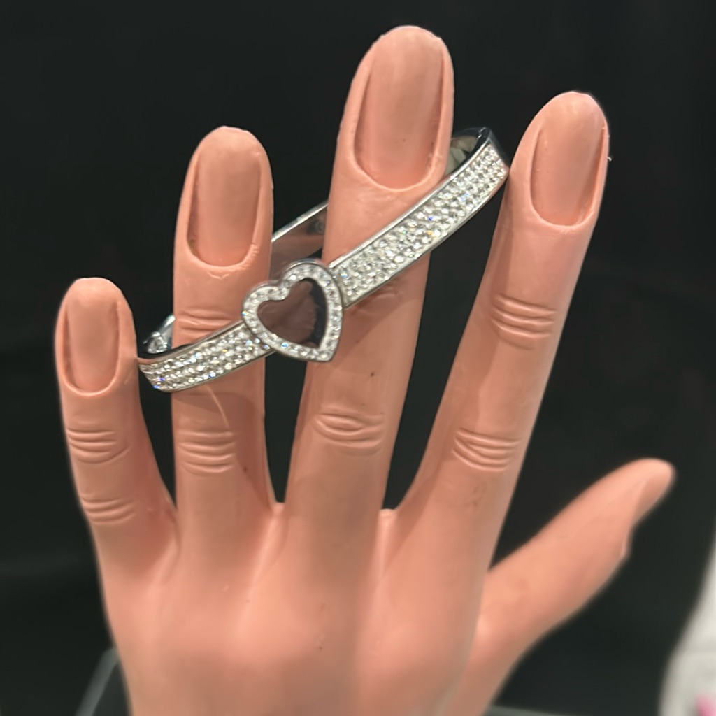 Natural Silver And Crystal Heart Bracelet 273$